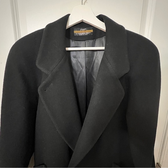 Vtg 90s Womens Black London Fog 100% Wool Overcoat Union Sz 8P - Picture 5 of 11